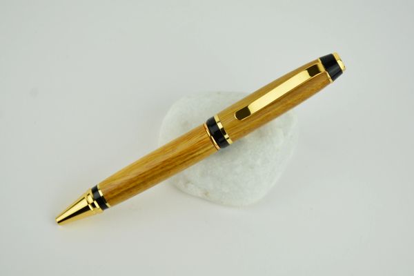 Cigar ballpoint pen, canarywood, gold plated