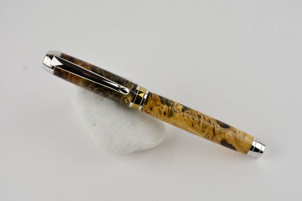 Mistral non postable rollerball pen, buckeye, rhodium and gold plated