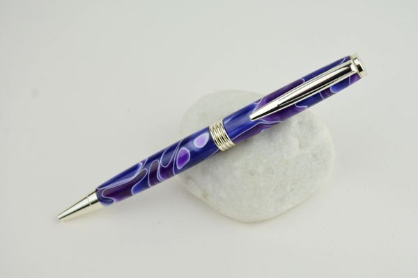 Streamline ballpoint pen, lavender acrylic, silver plated