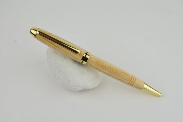 Classic ballpoint pen, ash, comfort grip, gold plated