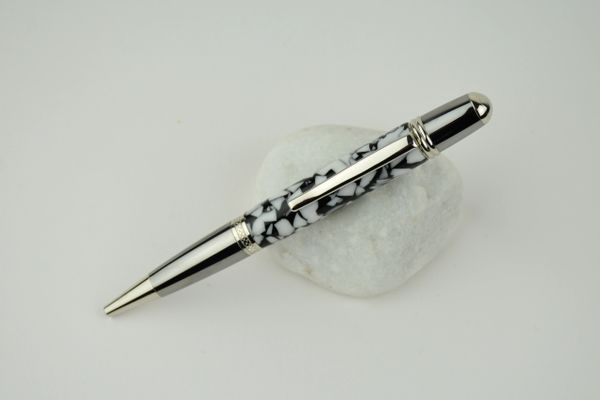 Sierra ballpoint pen, black and white, platinum plated