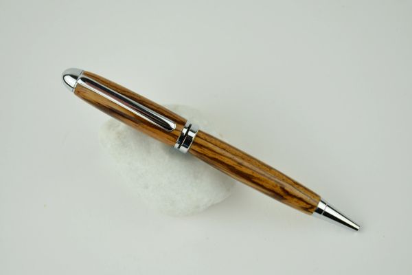 Classic ballpoint pen, zebrano wood, chrome