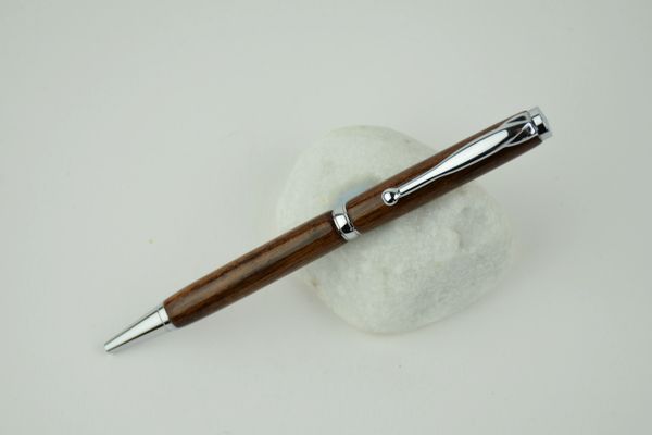 Slimline ballpoint pen, walnut, chrome plated