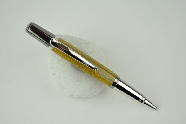 Sirocco ballpoint pen, gold and silver sparkle, rhodium plated