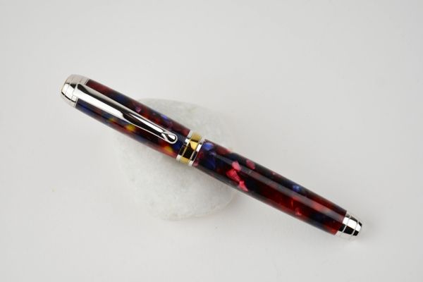 Diplomat non postable rollerball pen, red chip, rhodium and gold plated