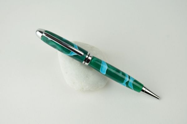 Classic ballpoint pen, turquoise, chrome