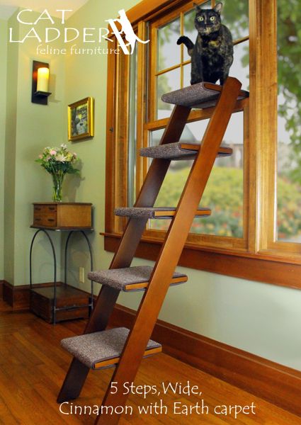 5 Step Classic Pine Customizable Cat Ladder