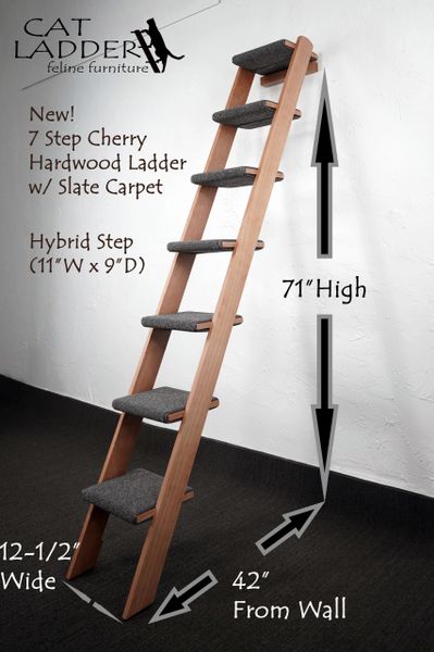 7 Step Cherry Hardwood Cat Ladder