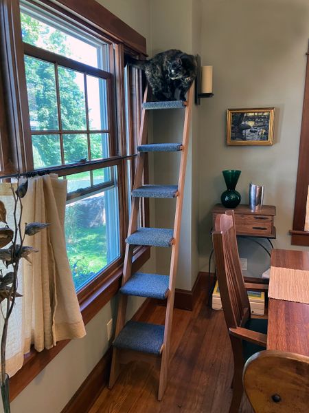 7 Step Cherry Hardwood Cat Ladder