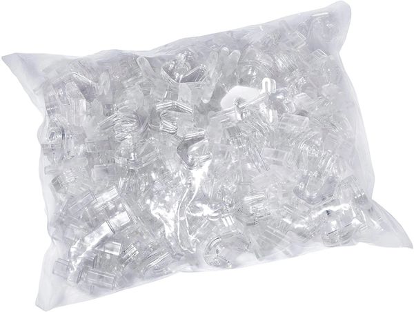 Pack of 100 - Crystal Clear Hinged Polycarbonate Ceiling Hooks for