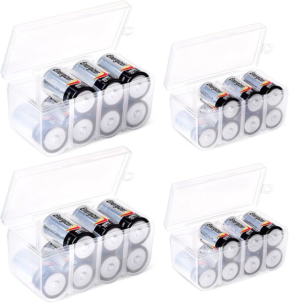 Set of 4 - Two C and Two D Battery Storage Box, Battery Storage