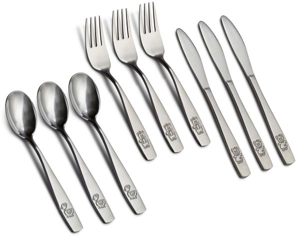 GlossyEnd 9 Piece Stainless Steel Kids Spoons, Kids Cutlery, Child