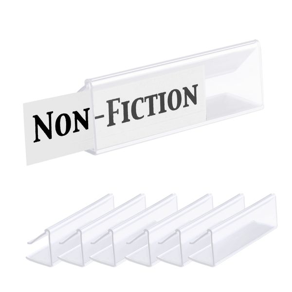 Pack of 25 – Clear Plastic Shelf Label Holder, Wood Shelf Sign and Ticket Holder, Clips On to Shelves 5/8" to 3/4" Thick - Length of Label Area, 3" X Height of Label Area, 7/8" "Inserts NOT Included"