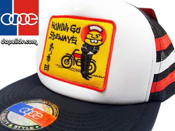 smartpatches Honda Vintage Style Motorcycle Trucker Hat (Red/White)