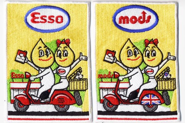 Vintage Style ESSO Vespa Scooter Patch 9.5cm (wide)