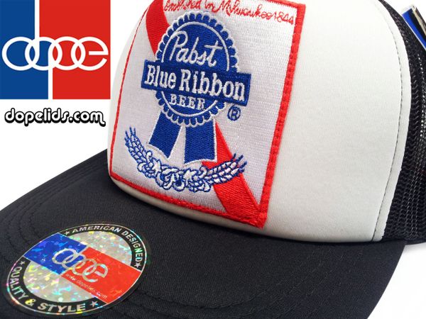 smartpatches Pabst Blue Ribbon Vintage Style Trucker Hat (Black/White)