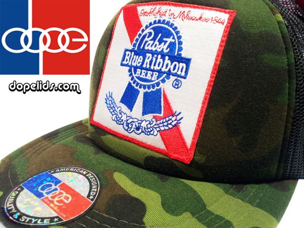 smartpatches Pabst Blue Ribbon Vintage Style Trucker Hat (Camo)