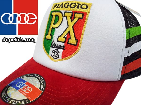 smartpatches "Vespa PX" Vintage Style Scooter Trucker Hat (Italian Stripes)