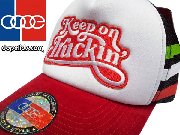 smartpatches Keep on Truckin' Script Vintage Style 70's Trucker Hat (Italian Stripes)