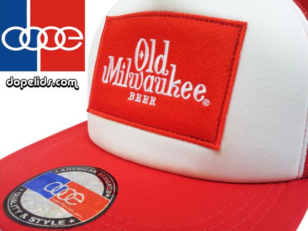 smartpatches Old Milwaukee Trucker Hat (Red and White)
