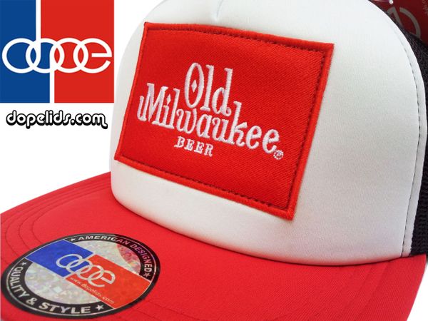 smartpatches Old Milwaukee Trucker Hat (Red, White and Black)