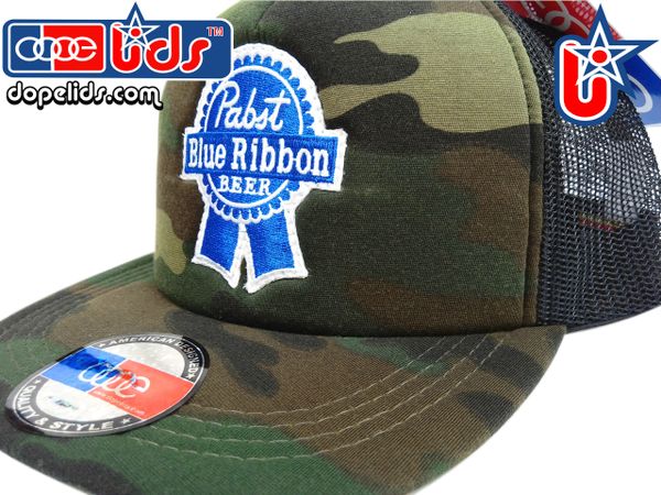 smart-patches Pabst Blue Ribbon Vintage Style Trucker Hat (Camo)