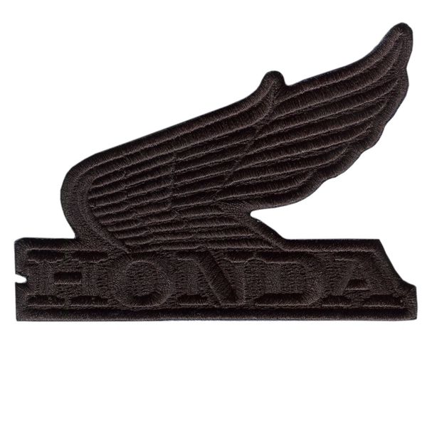 Honda Wing (Absolute Black) Vintage Style Motorcycle Patch 10cm x 7cm