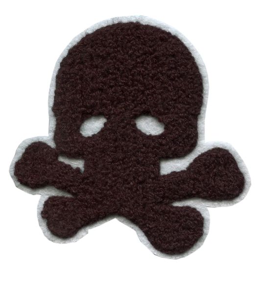 Large Chenille Black Skull Patch (10cm x 10cm)