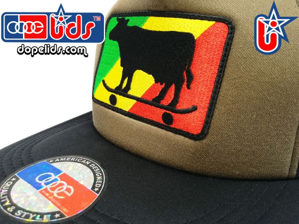 smart-patches Rasta Skater Cow Trucker Hat (OD Green)