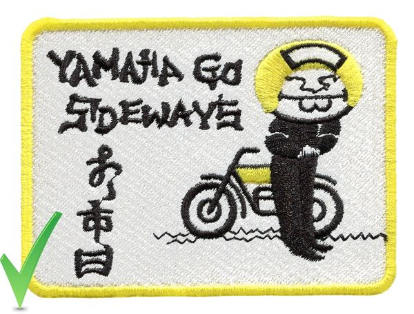 Yamaha Vintage Style Dirt Bike Motorcycle Patch "Yamaha Go Sideways" 10cm x 7.5cm