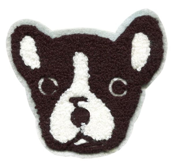 Boston Terrier Chenille Dog Patch (10cm) Applique