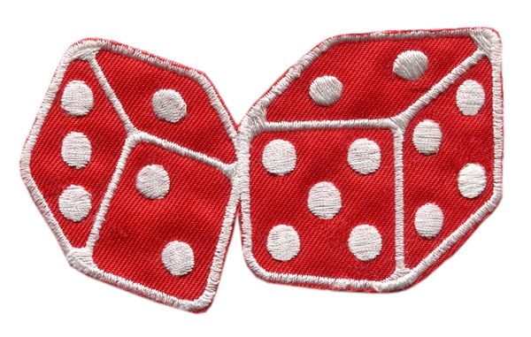 Red Dice Patch Vintage Style 10cm