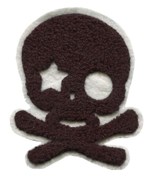 Large Chenille Black Skull Star Eye Patch (10cm)