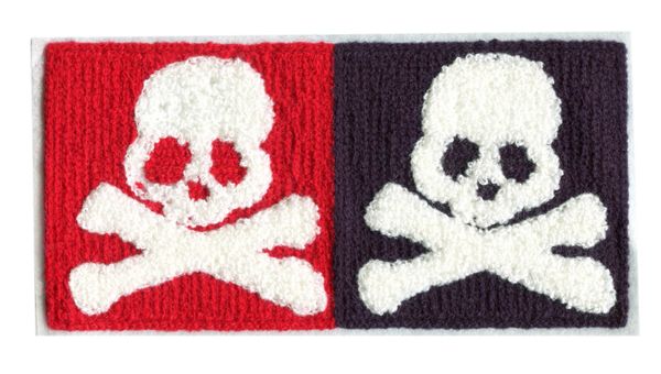 Large Chenille Double Skull Patch (19cm x 10cm)