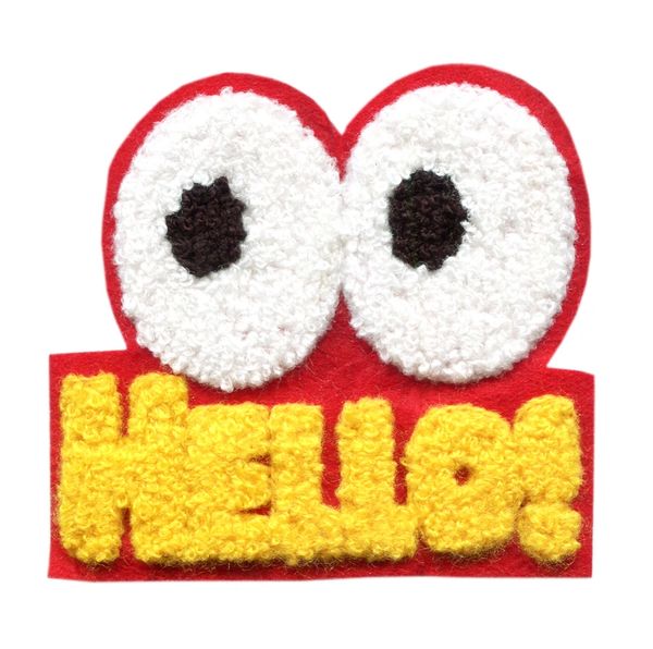 Hello Eyes Chenille Happy Face Patch Badge 9cm