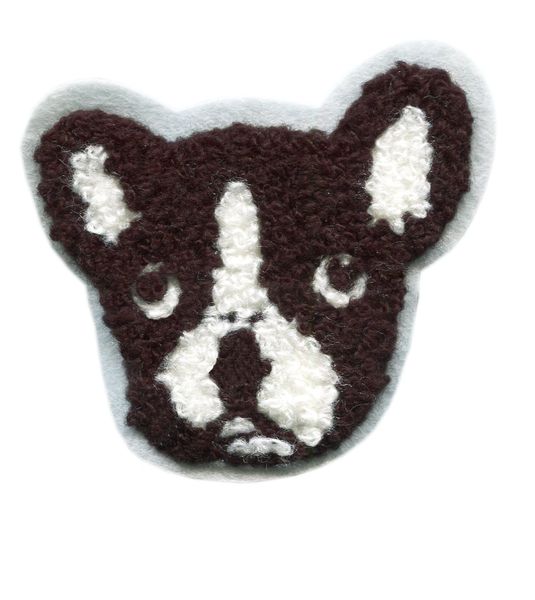 Boston Terrier Chenille Dog Patch (6cm)