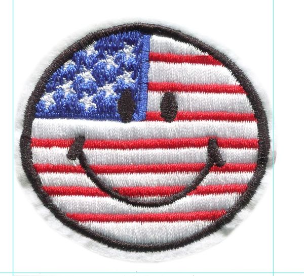 Smiley Face USA Patch Vintage Style Smile Patch Badge 6.5cm