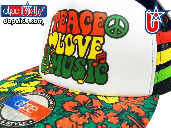 smARTpatches Truckers 79eighty Peace Love Music© Skater Surfer Trucker Rasta Hat