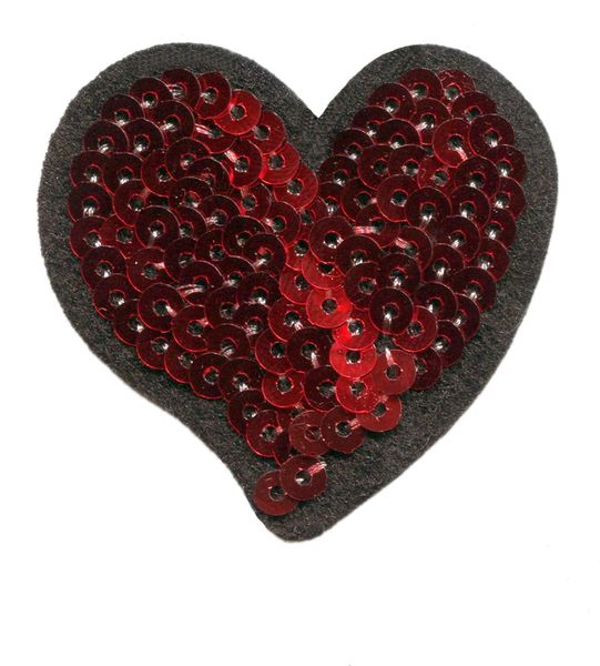 Heart Patch Red Sequins (5.5cm)