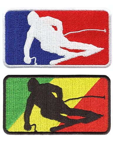 Skiing Ski Silhouette Patch 9.5cm x 5cm (3 Colors Available)