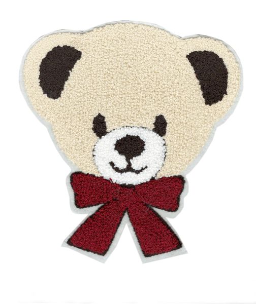 Extra Large Chenille Teddy Bear Patch with Bow (17.5cm)