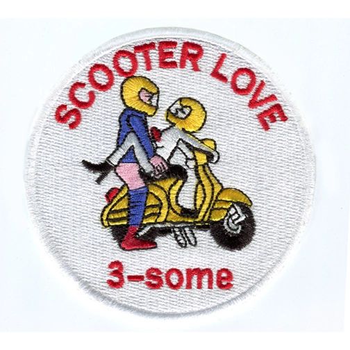 Vintage Style "Scooter Love 3-some" Vespa Scooter Patch 9cm