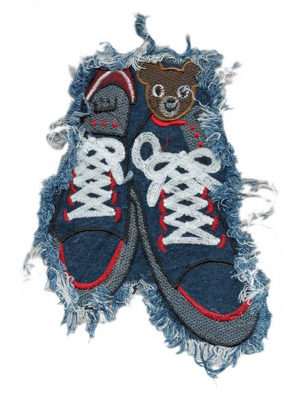 Denim Sneakers Teddy Bear Patch XXL 23cm
