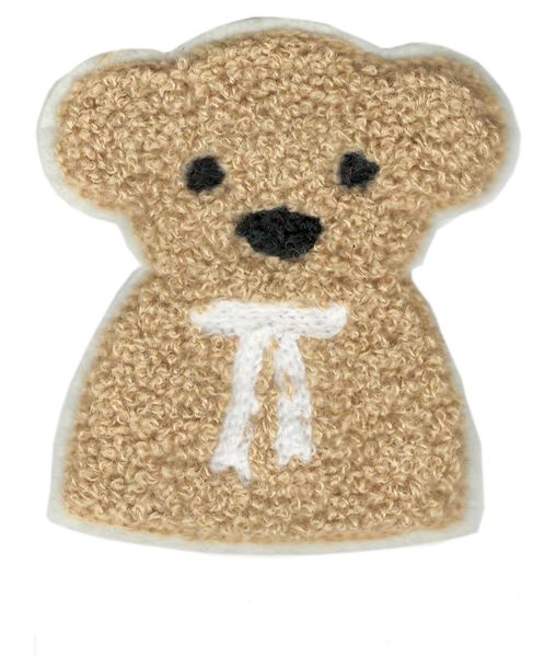 Chenille Teddy Bear Patch Bust 10cm