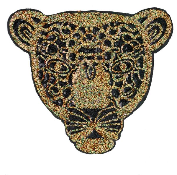 Giant Leopard Head Sequins Patch XXL 29cm