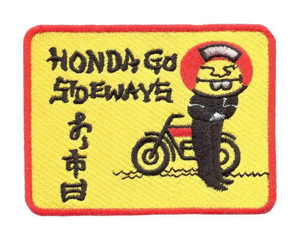 Honda Vintage Style Dirt Bike Mototcycle Patch "Honda Go Sideways" 10cm x 7.5 cm