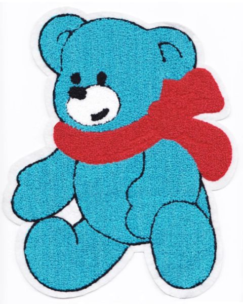 Chenille Blue Teddy Bear Patch 25cm