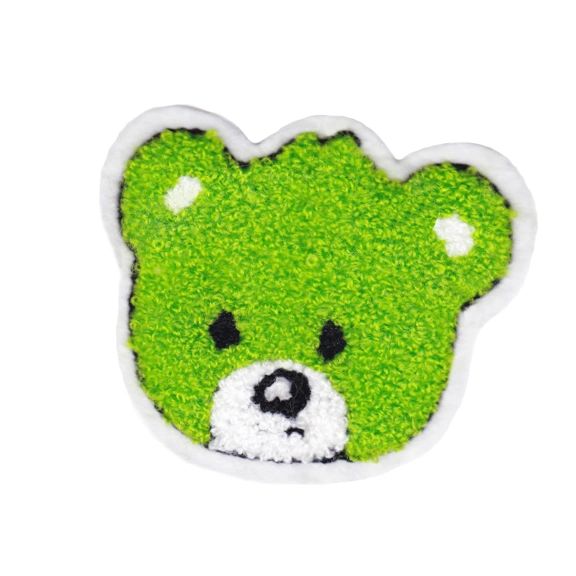 Green Teddy Bear Patch Chenille 9cm