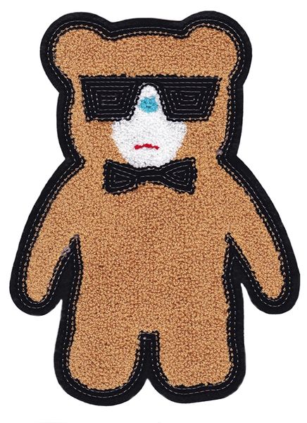 XXL ChenilleTeddy Bear Patch (26cm) & Sequins Glasses/Outline