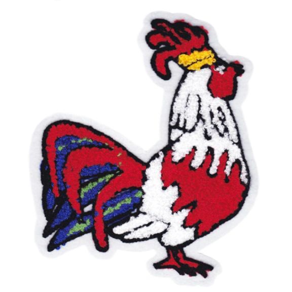 XL Chenille Cock Chicken Rooster Patch (17cm x 15cm)